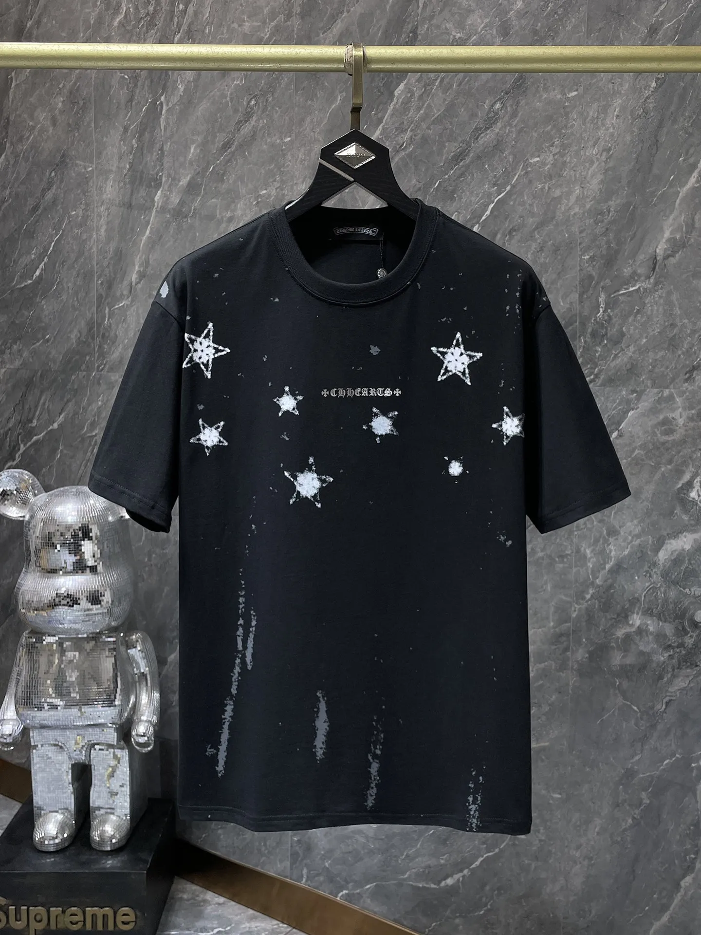 P170 new Chrome Hearts 25ss high version for summer! High-weight, environmentally friendly and high-quality top-quality fabrics 260g~285g Crow Snow Five-pointed Star Horizontal Axis Sanskrit Engraving Film Short Sleeves Counter Synchronization Re-engraved Version 1:1 Recommended Colors: White, Black Sizes: S, M, L, XL